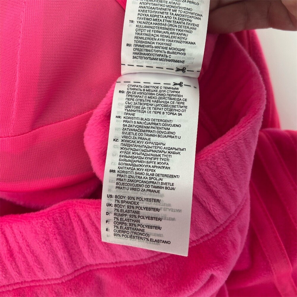 Adidas x Jeremy Scott Cropped Bustier Pink Velour Zip Track Jacket New Preppy, S - Picture 12 of 15